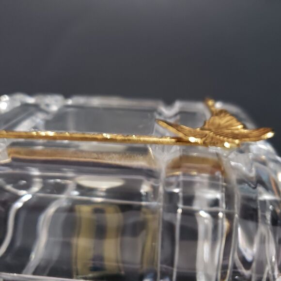 Royal Crystal Rock Clear Lead Trinket Box Gold Tone Butterfly Italy 3.5"×2.5" - Picture 12 of 12